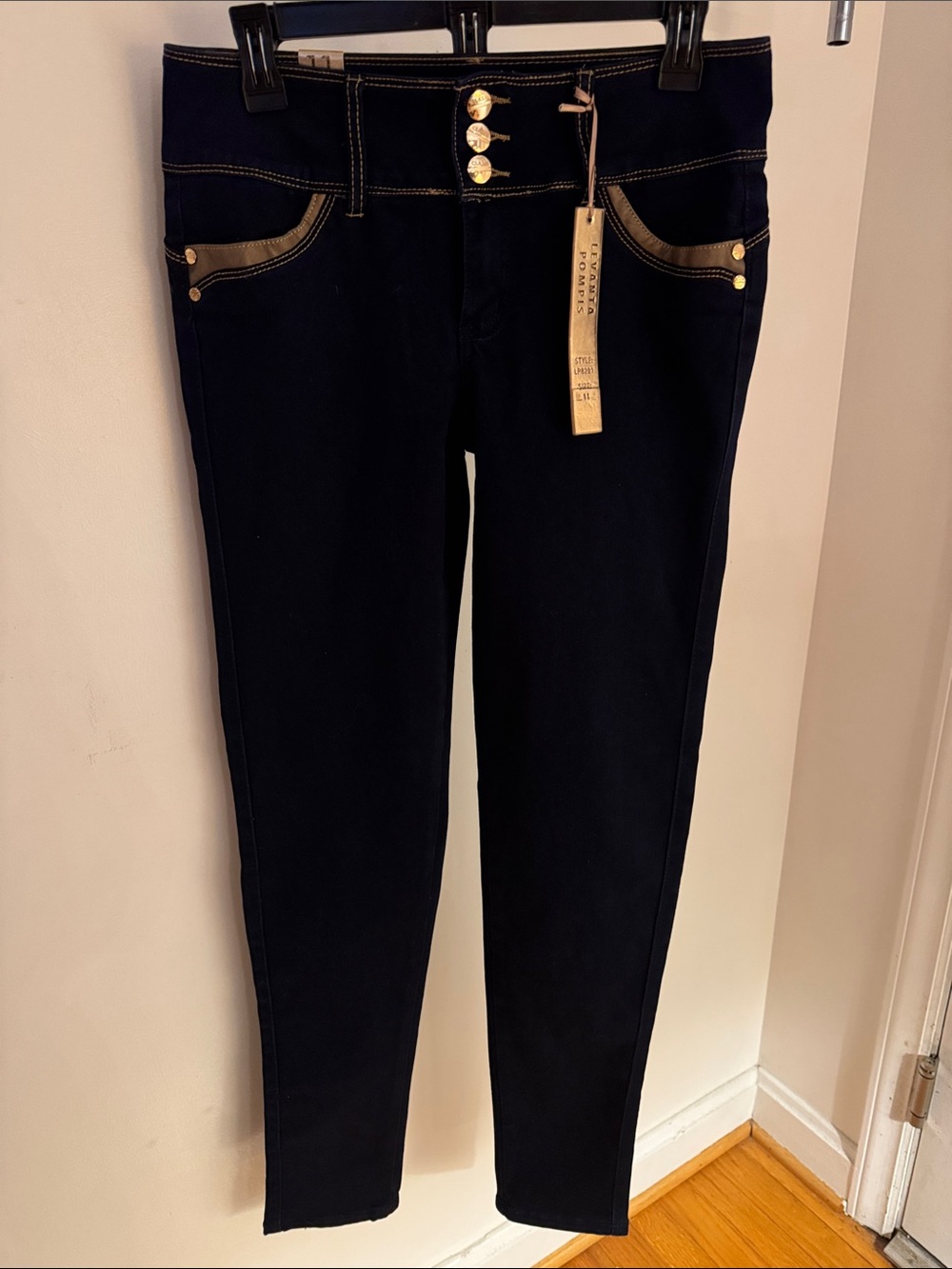 NWT Clash Black Skinny Jeans with Gold Accents